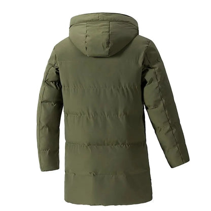 Herren Langer Steppmantel mit Kapuze Winter Steppjacke Warm Dick
