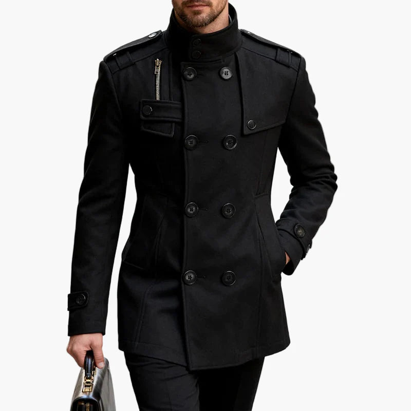 Herren Eleganter Winter Mantel – Klassischer Veganer Woll-Peacoat für Business & Freizeit