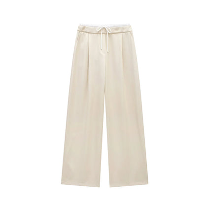 Damen Wide-Leg Hose mit hohem Bund und Tunnelzug, Weites Bein