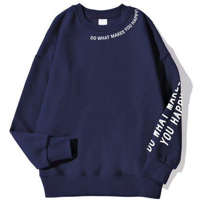 Damen Sweatshirt mit Spruch "DO WHAT MAKES YOU HAPPY!!" Rundhalsausschnitt Langarm