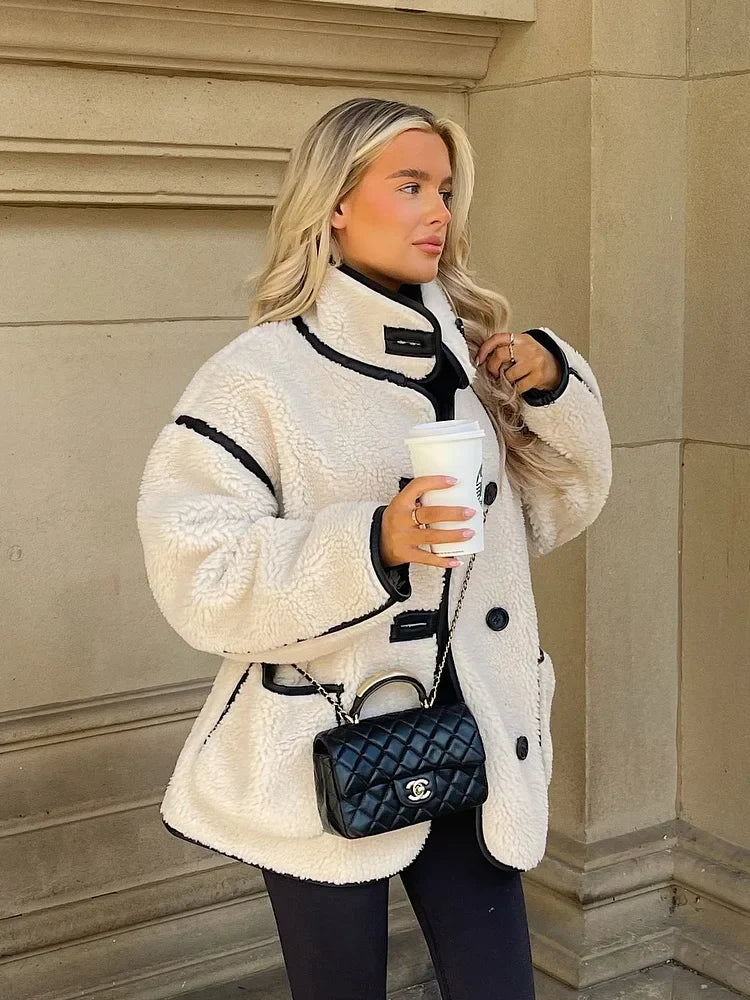 Damen Teddy Oversize Mantel – Modischer Wintermantel im Streetstyle für Alltag und Freizeit