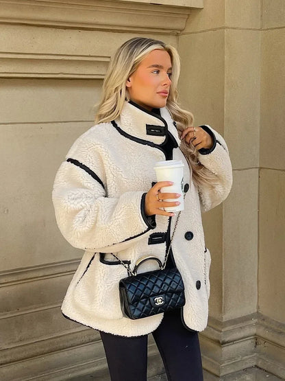 Damen Teddy Oversize Mantel – Modischer Wintermantel im Streetstyle für Alltag und Freizeit