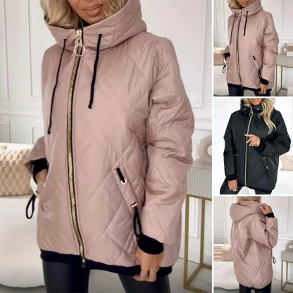 Damen Steppjacke mit Kapuze und Reißverschluss