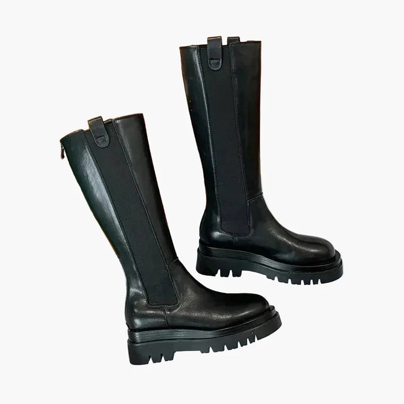 Damen Stiefel mit hohem Schaft und Profilsohle – Trendige Alltags- und Freizeitstiefel