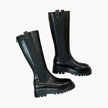 Damen Stiefel mit hohem Schaft und Profilsohle – Trendige Alltags- und Freizeitstiefel