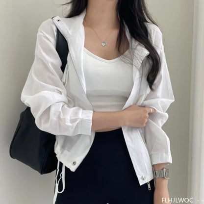 Damen Leichte Jacke Beige mit Stehkragen & aufgesetzten Taschen