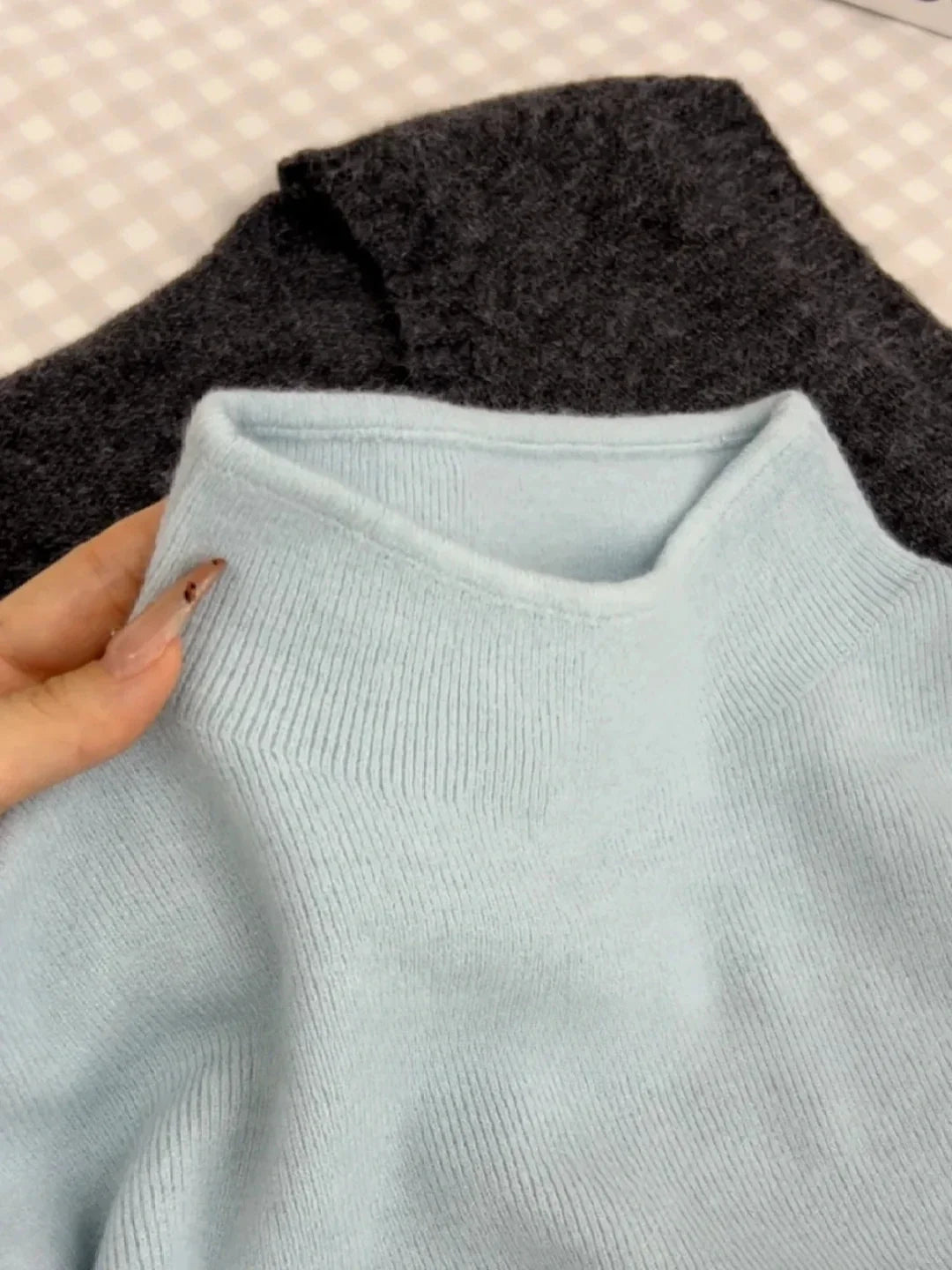 Damen Strickpullover Halbkragen Langarm Basic Oberteil