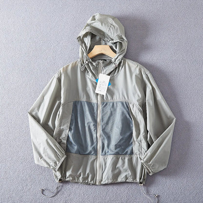 Leichte Kapuzenjacke Unisex mit Reißverschluss und Netzeinsätzen, Windbreaker