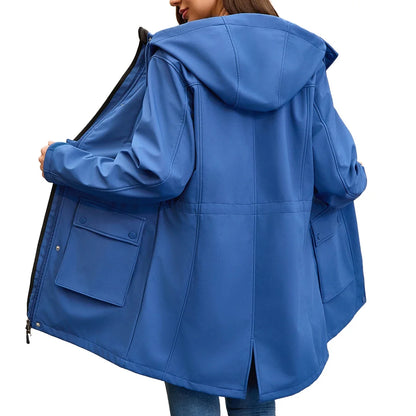 Damen Übergangsjacke mit Kapuze, Reißverschluss und Pattentaschen