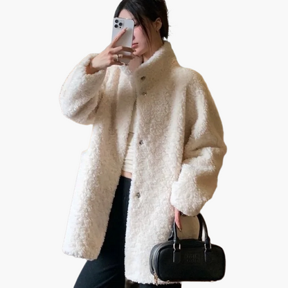 Damen Teddyfell Winterjacke Lässig Warm Modern