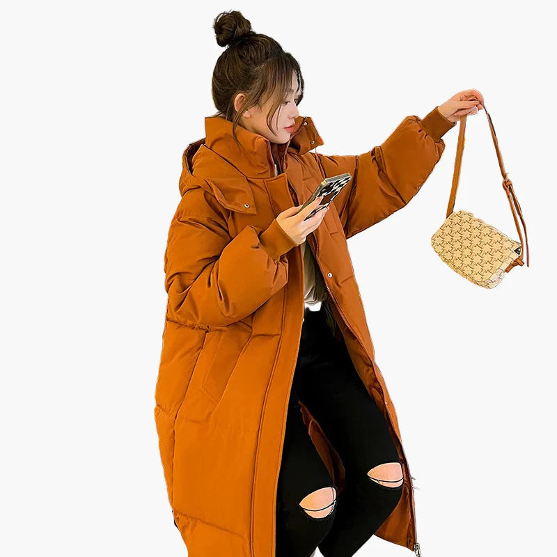 Damen Winter Daunenmantel Lang Steppmantel Oversize Warm Outdoor Freizeit