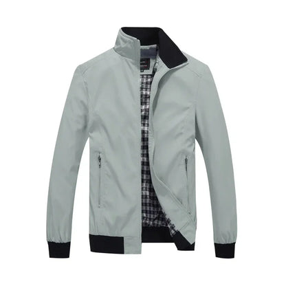 Herren Freizeit Bomberjacke mit Stehkragen und Reißverschluss, Windbreaker Übergangsjacke