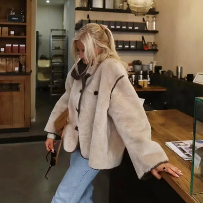 Damen Teddyfell Mantel – Modische Oversize Winterjacke im Urbanen Stil