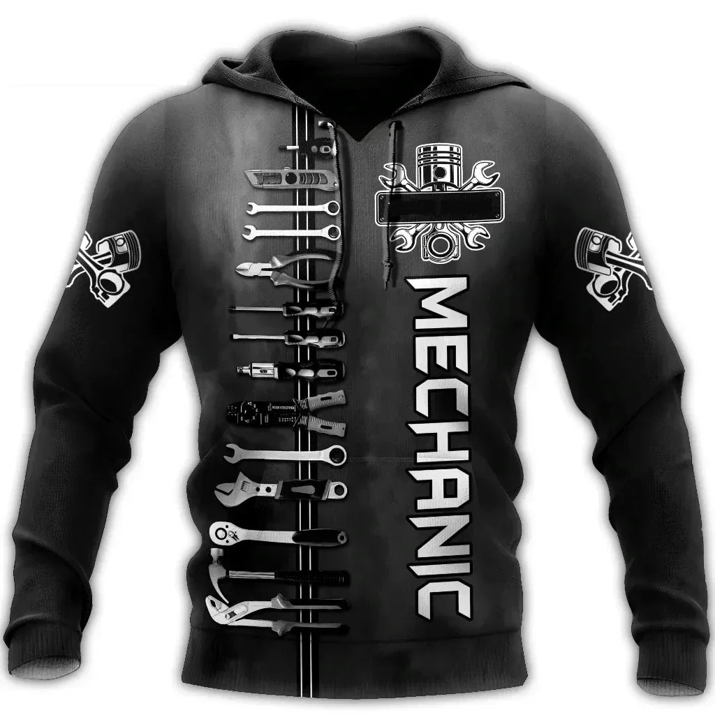 Unisex Kapuzenpullover Hoodie Mechaniker-Motiv Maschinen & Werkzeuge