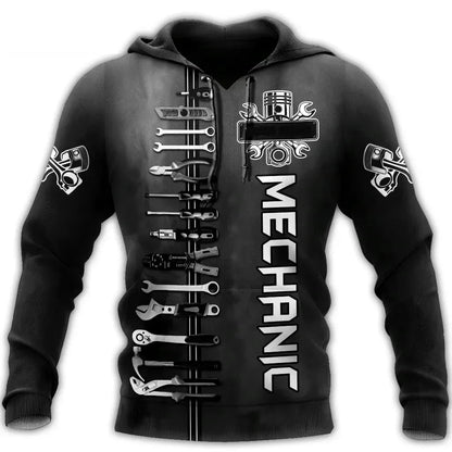 Unisex Kapuzenpullover Hoodie Mechaniker-Motiv Maschinen & Werkzeuge