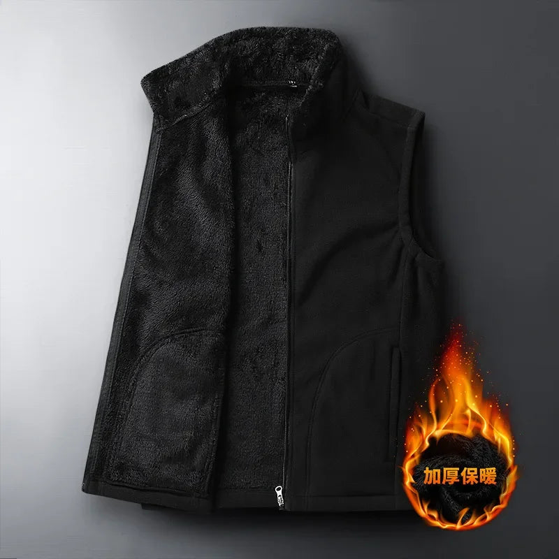 Herren Fleeceweste mit Stehkragen und Teddyfutter Beige