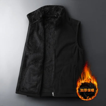 Herren Fleeceweste mit Stehkragen und Teddyfutter Beige