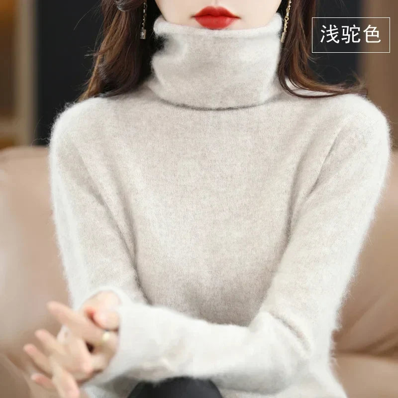 Damen Rollkragenpullover mit langen Ärmeln, weiches Material