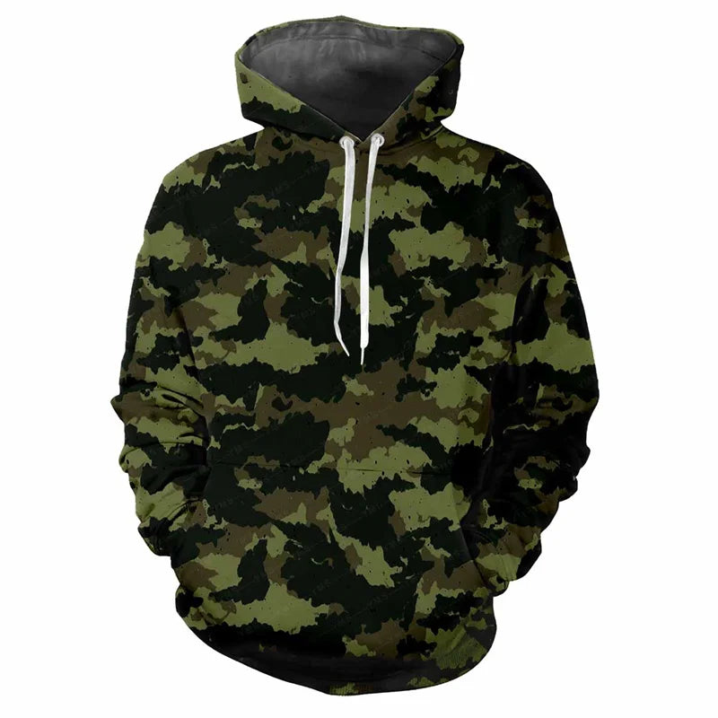 Hoodie Camouflage-Muster Grün Kängurutasche Kapuzenpullover