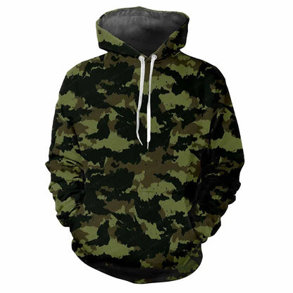 Hoodie Camouflage-Muster Grün Kängurutasche Kapuzenpullover