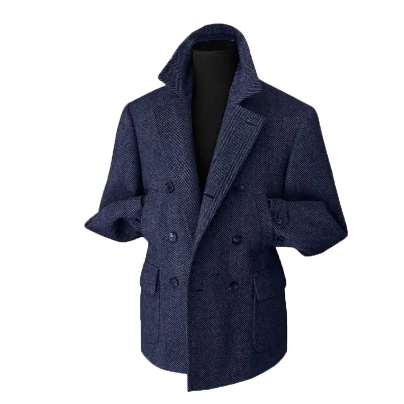 Herren Vintage Doppelreihiger Hahnentritt Blazer – Eleganter Stil für formelle Anlässe und Freizeit