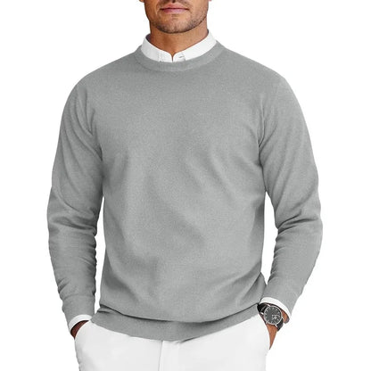 Herren Rundhals Pullover Langarm Feinstrick
