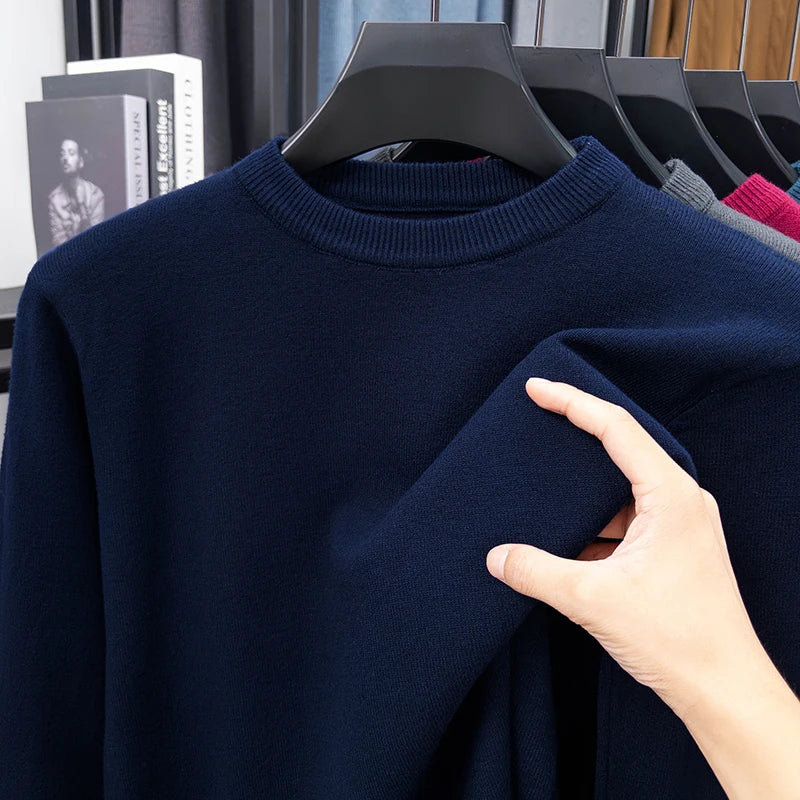 Unisex Strickpullover Rundhals Langarm Basic Pullover in verschiedenen Farben