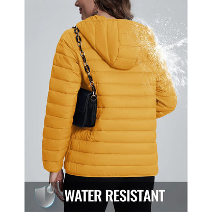 Steppjacke Damen mit Kapuze Leicht Übergangsjacke Casual Outdoor Jacke