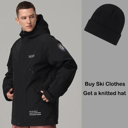 Unisex Winter Skijacke mit Kapuze & Reißverschluss Wasserdichte Winterjacke