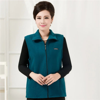 Fleece Weste mit Reißverschluss Stehkragen für Damen