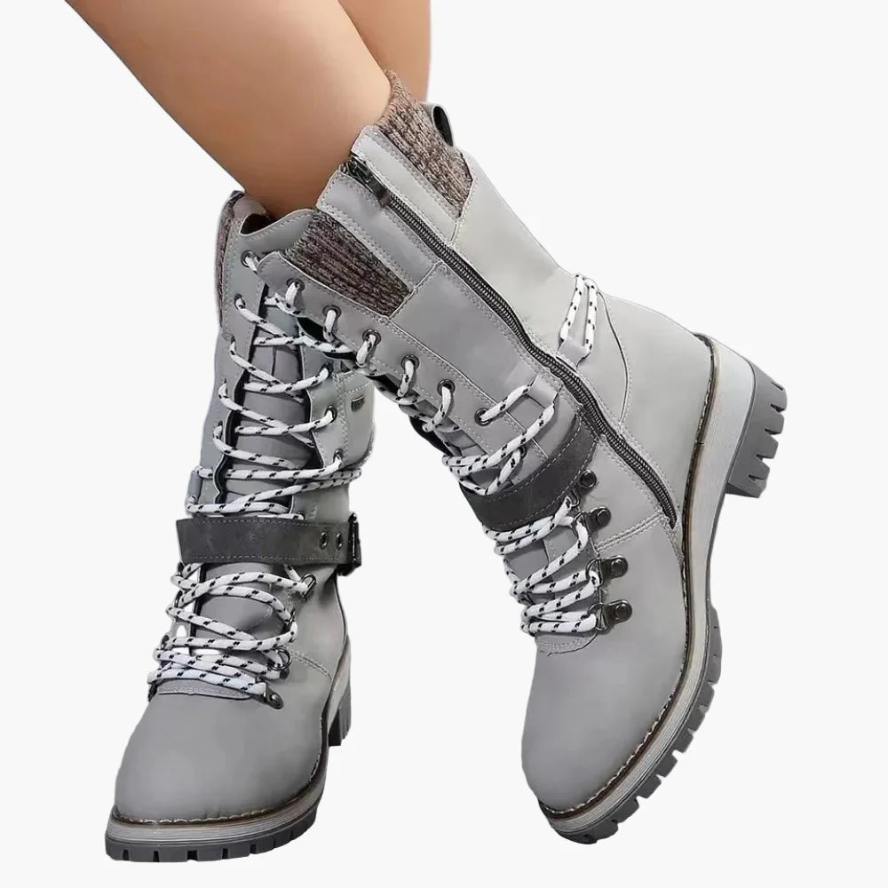 Damen Outdoor-Schnürstiefel Winterstiefel mit Warmfutter und Profilsohle