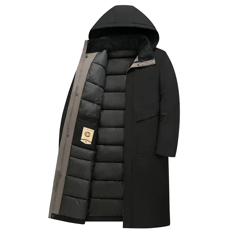 Langer Winterparka mit Kapuze Steppfutter Herren Damen Unisex