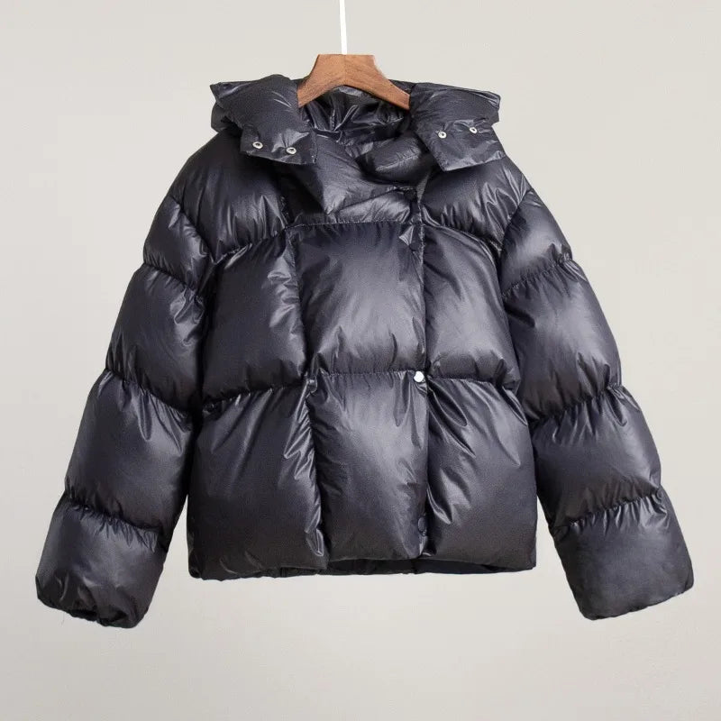 Damen Pufferjacke mit Kapuze – Kurzer Steppmantel