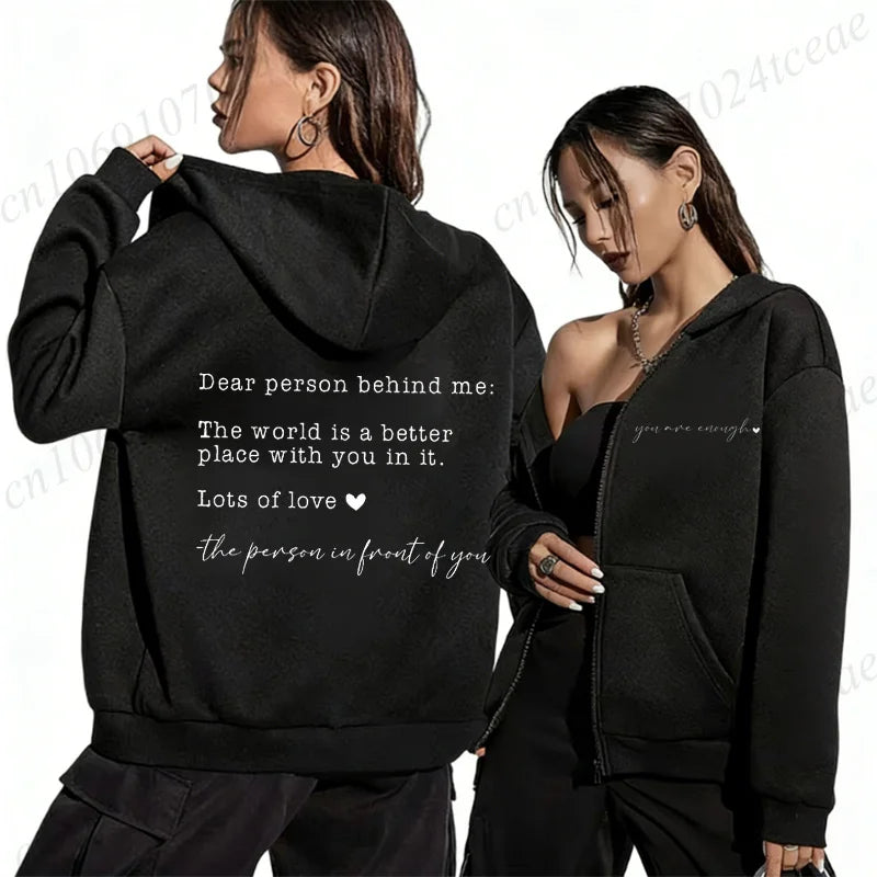 Damen Hoodie mit Spruch Kapuzenpullover Rücken- und Frontdruck