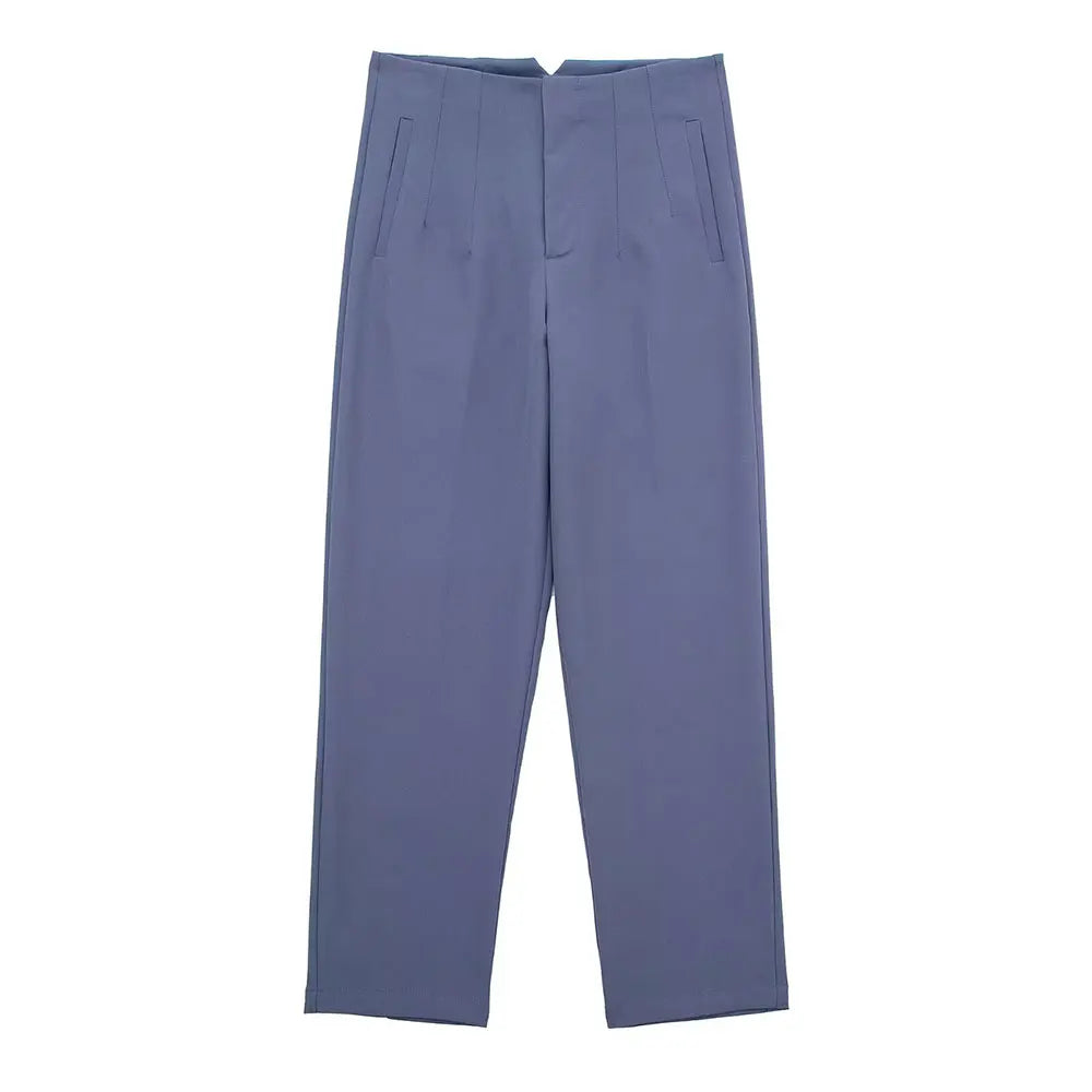 Damen Chinohose High Waist Gerade Beine Elegante Stoffhose Freizeithose