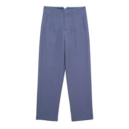 Damen Chinohose High Waist Gerade Beine Elegante Stoffhose Freizeithose