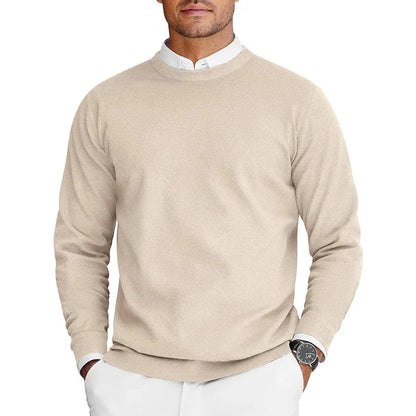 Herren Rundhals Pullover Langarm Feinstrick