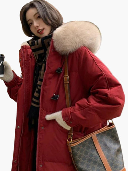 Damen Winterparka mit Kapuze und Kunstpelzkragen – Modischer Outdoor Mantel für kalte Tage