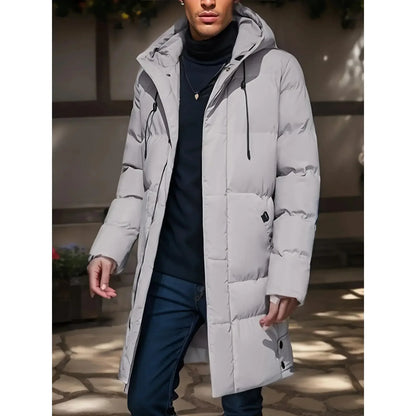 Herren Winter Steppmantel mit Kapuze gepolstert