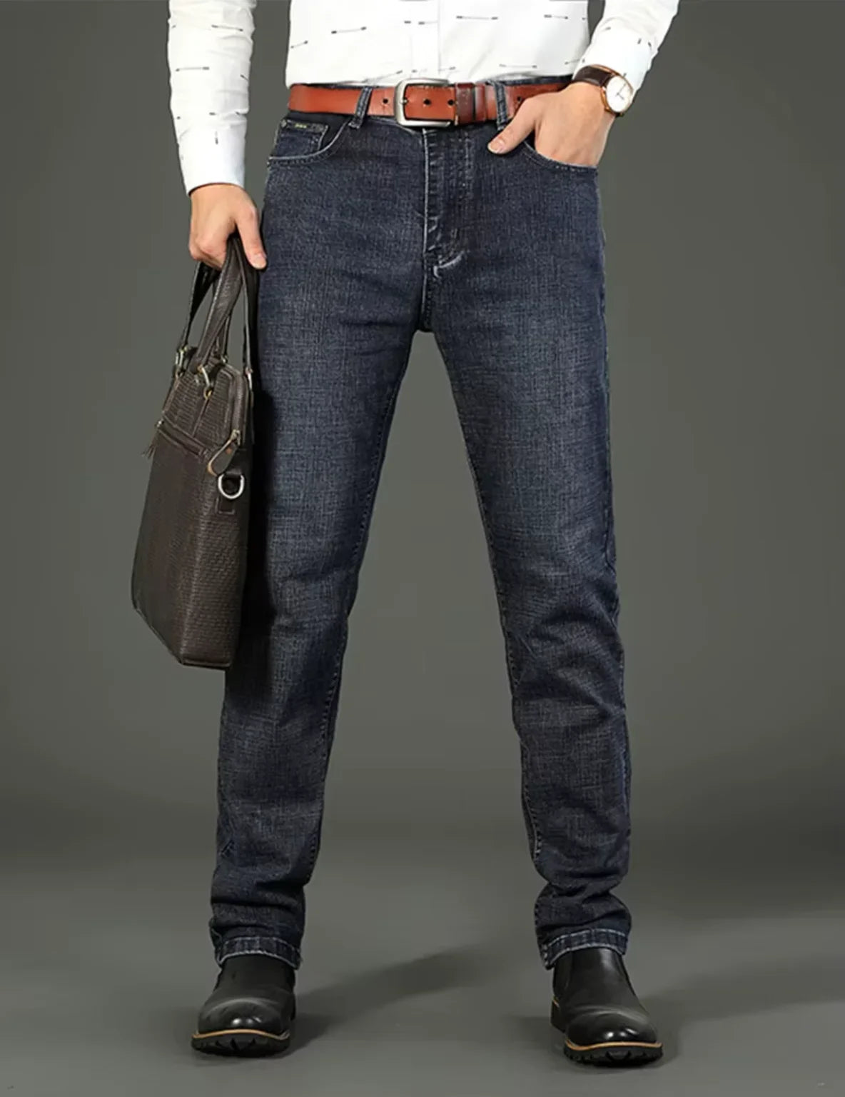 Herren Jeans Hose Straight Fit Denim Freizeithose Blau