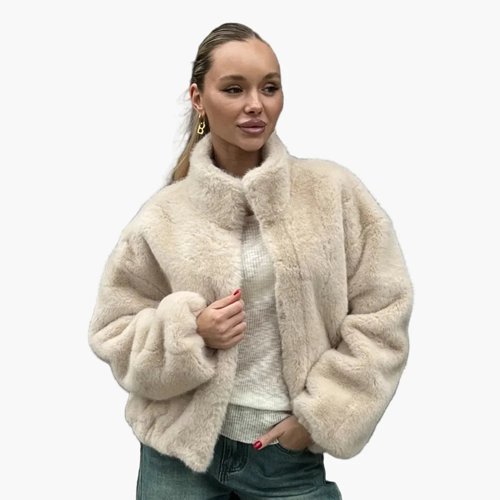 Damen Trendige Kunstfell-Jacke für Herbst und Winter – Kuschelig, Modisch, Vielseitig