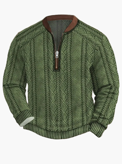 Herren Strickpullover im Street Style mit halbem Reißverschluss – Modischer Freizeitpullover für Frühling und Herbst