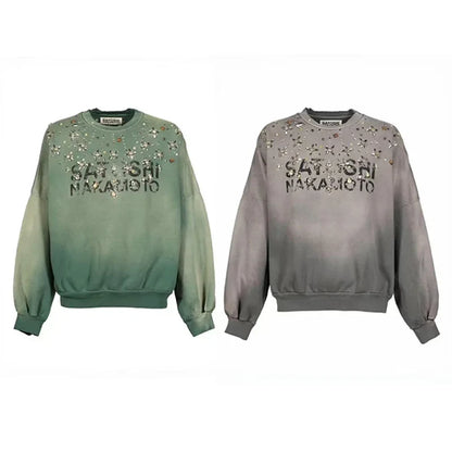 Unisex Sweatshirt mit Farbverlauf und Strasssteinen