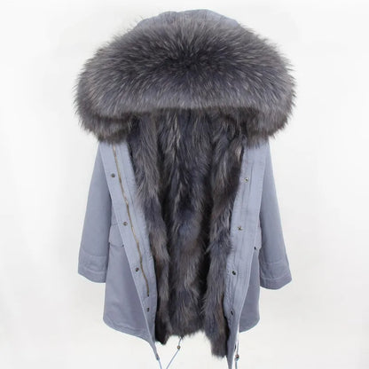 Damen Winter Parka mit Kapuze und Kunstpelz Futter