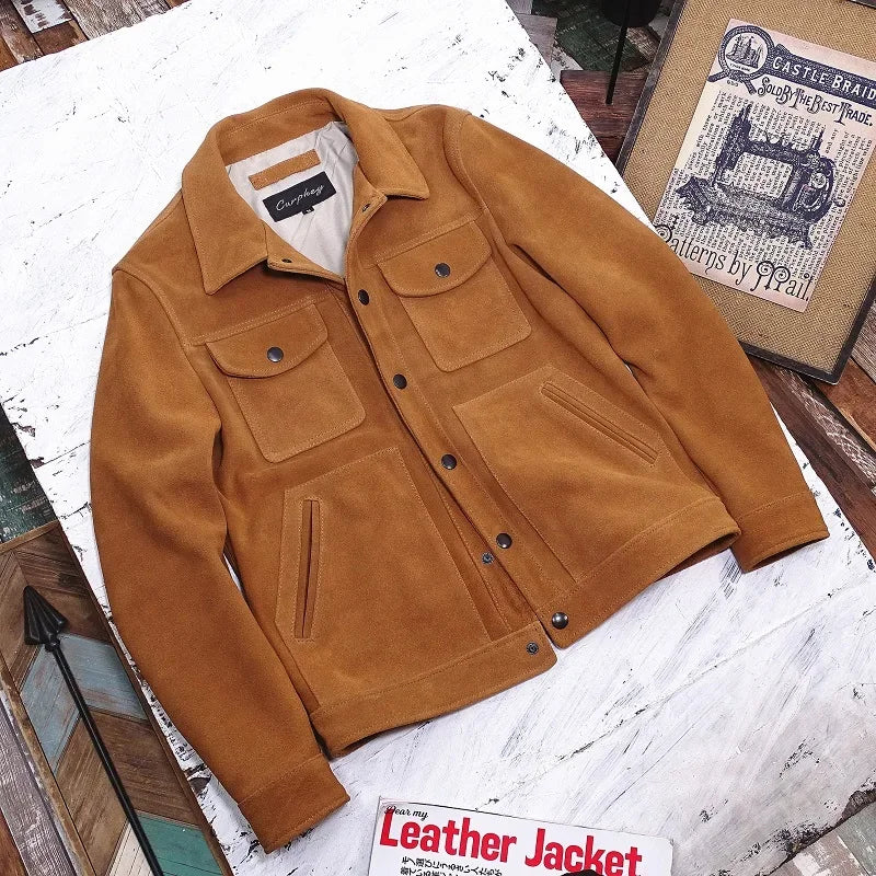 Braune Übergangsjacke im Blouson-Stil für Herren