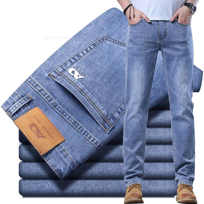 Herren Jeans Hose Hellblau Denim Straight Fit