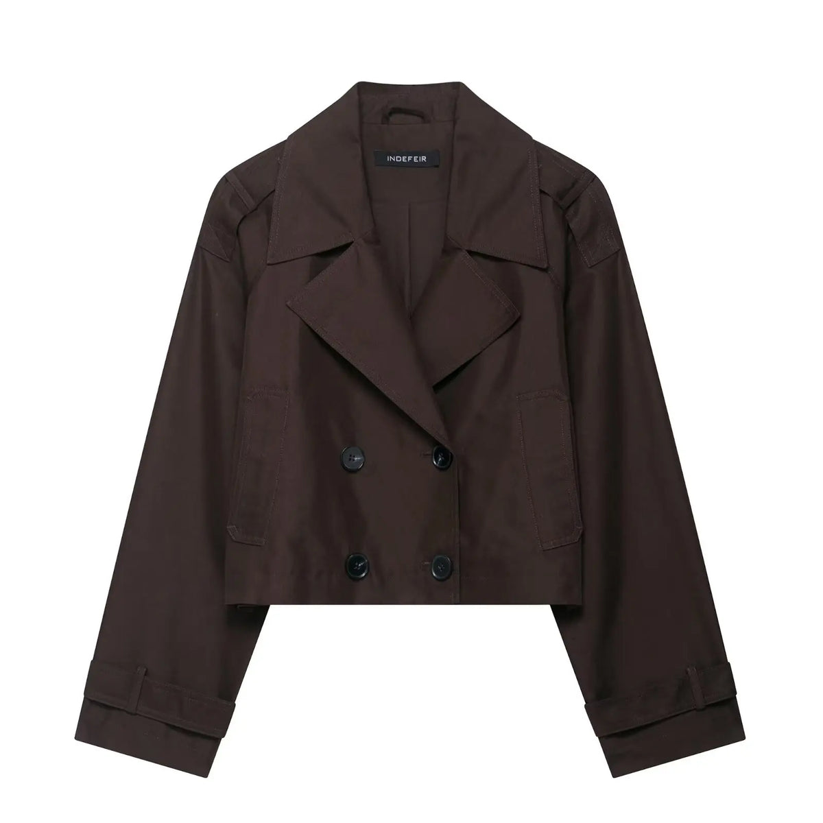 Kurze Damen Übergangsjacke mit Doppelreiher-Knöpfen in Beige/Braun