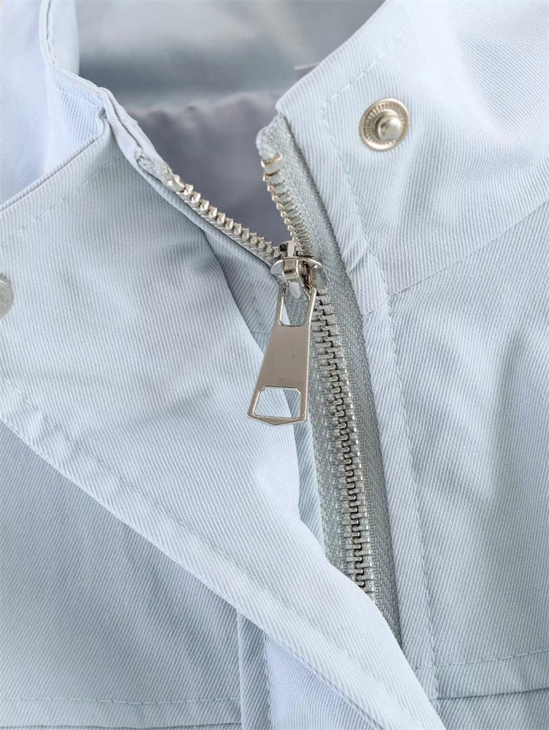 Damen Jacke mit Stehkragen & Tunnelzug Hellblau