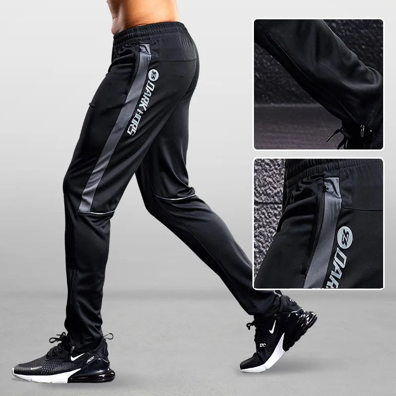 Herren Sport Trainingshose Schwarz mit Farbstreifen Jogginghose Elastischer Bund Reißverschlusstaschen