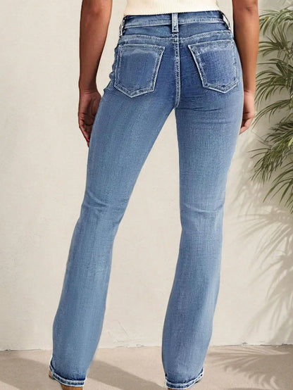 Damen Jeans Bootcut Hellblau mit Waschung